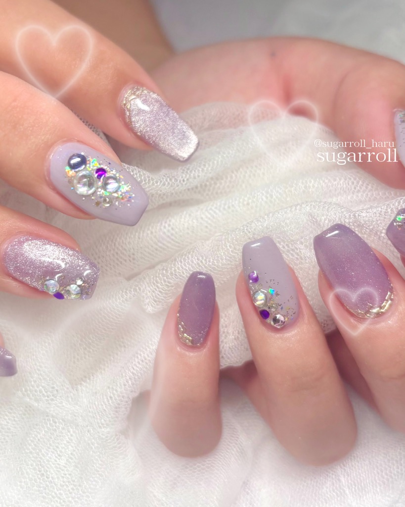💜ピンクパープルネイル☁️🌈